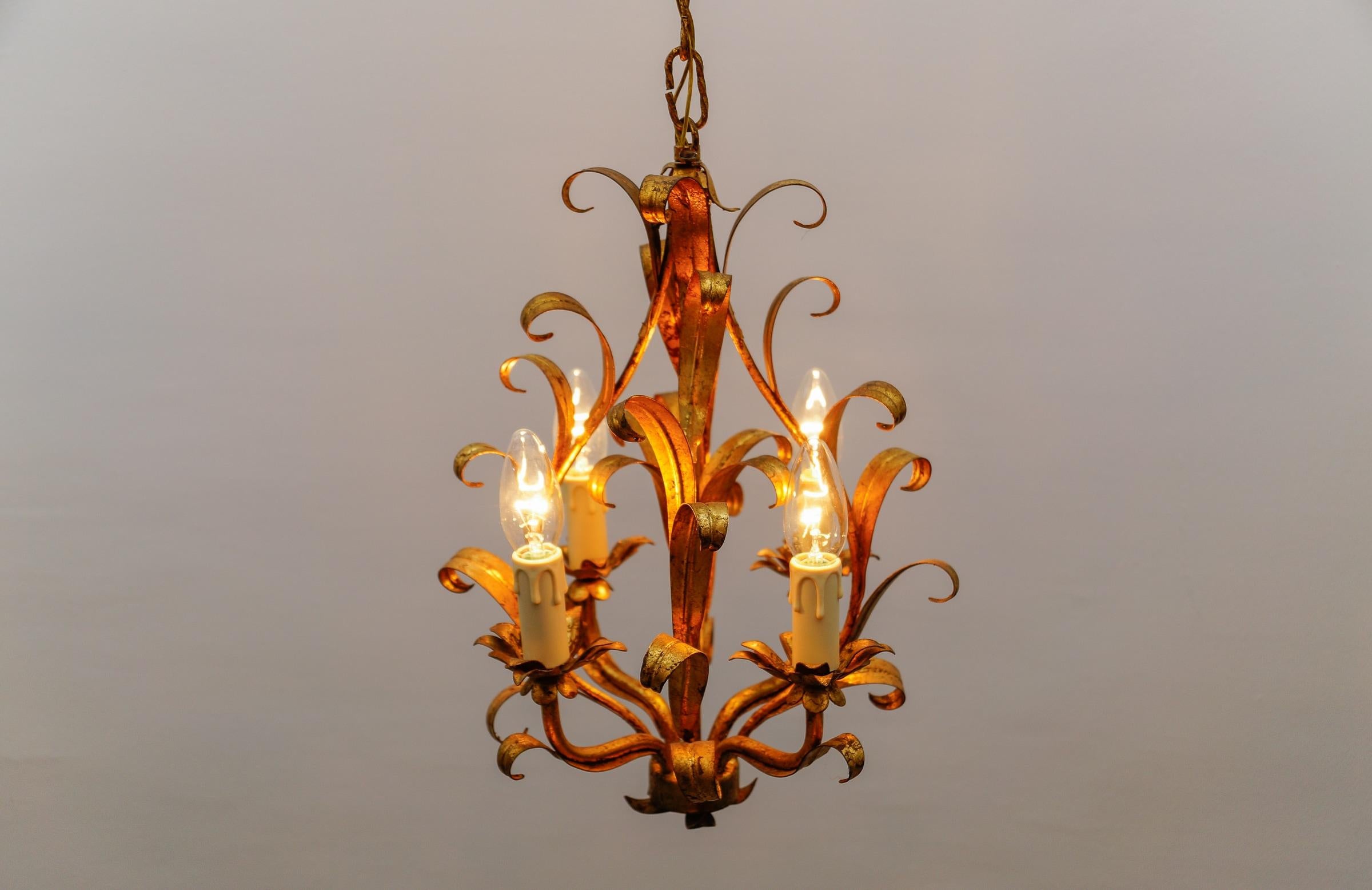 Hollywood Regency Flower Ceiling Lamp by Hans Kögl, Germany, 1970s 2