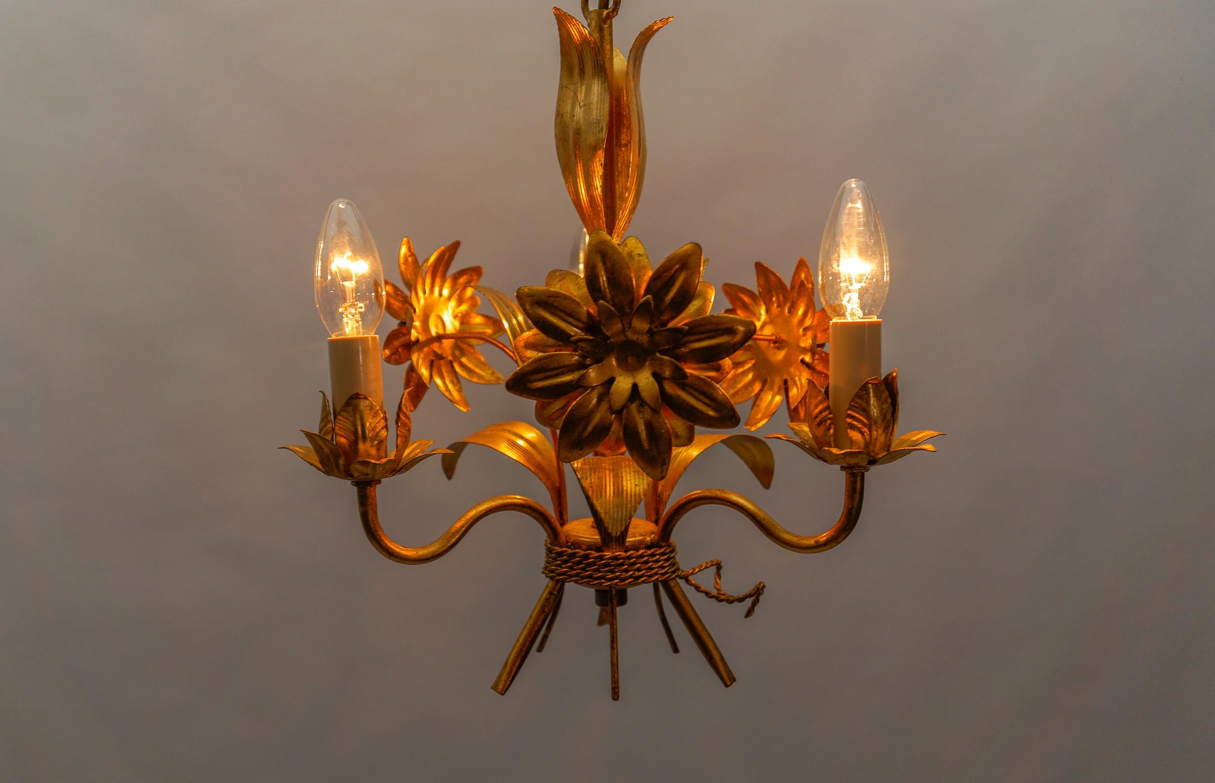 Hollywood Regency Flower Ceiling Lamp by Hans Kögl, Germany, 1970s For Sale 3