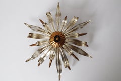 Hollywood Regency Flush Mount with Ears of Corn in Gold and Silver