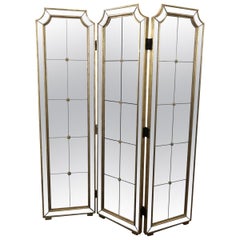 Hollywood Regency Folding Mirrored Screen