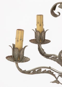 Hollywood Regency Foliate Form Tole Chandelier