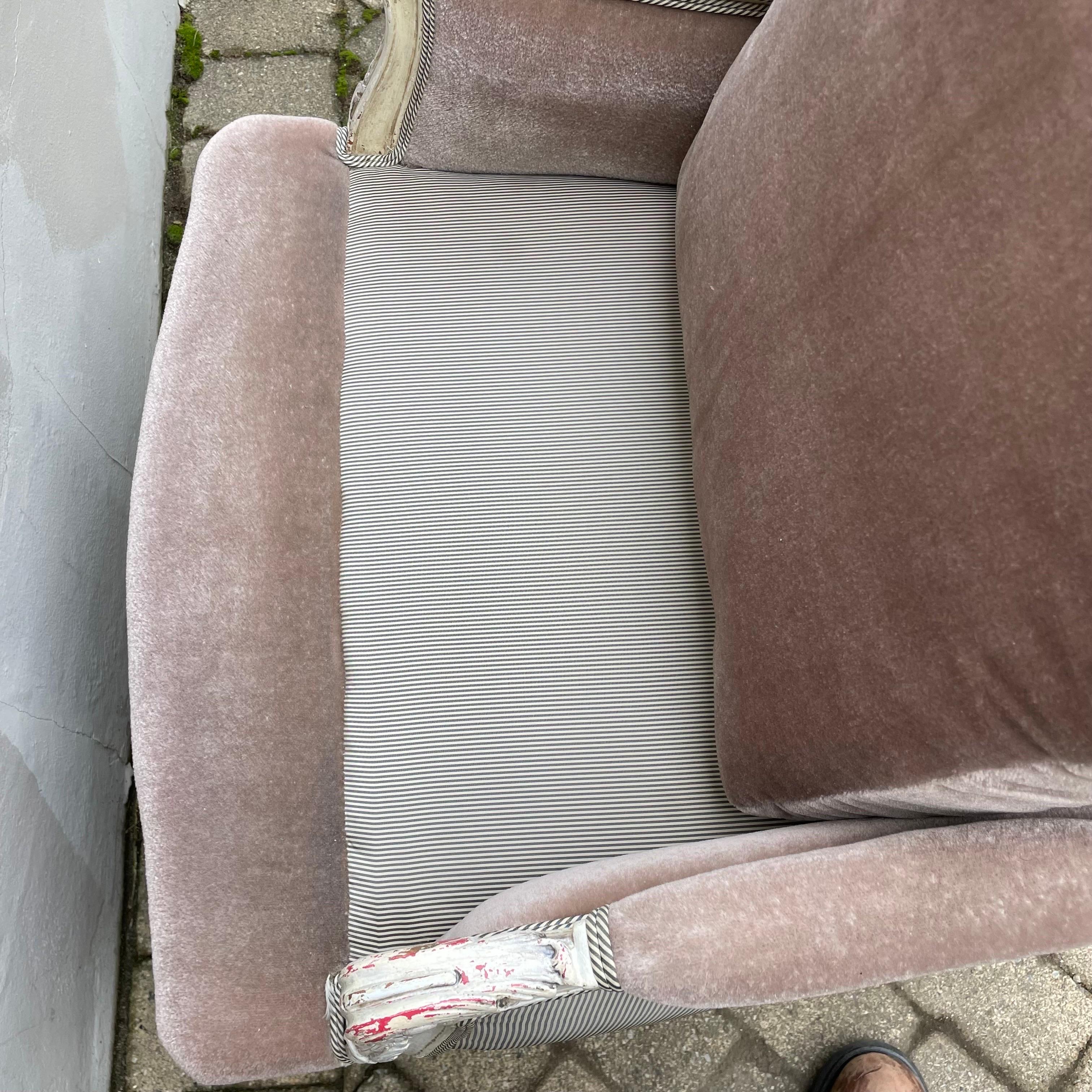 Side Chair French Bergere in Light Plum Velvet Mohair Hollywood Regency For Sale 3