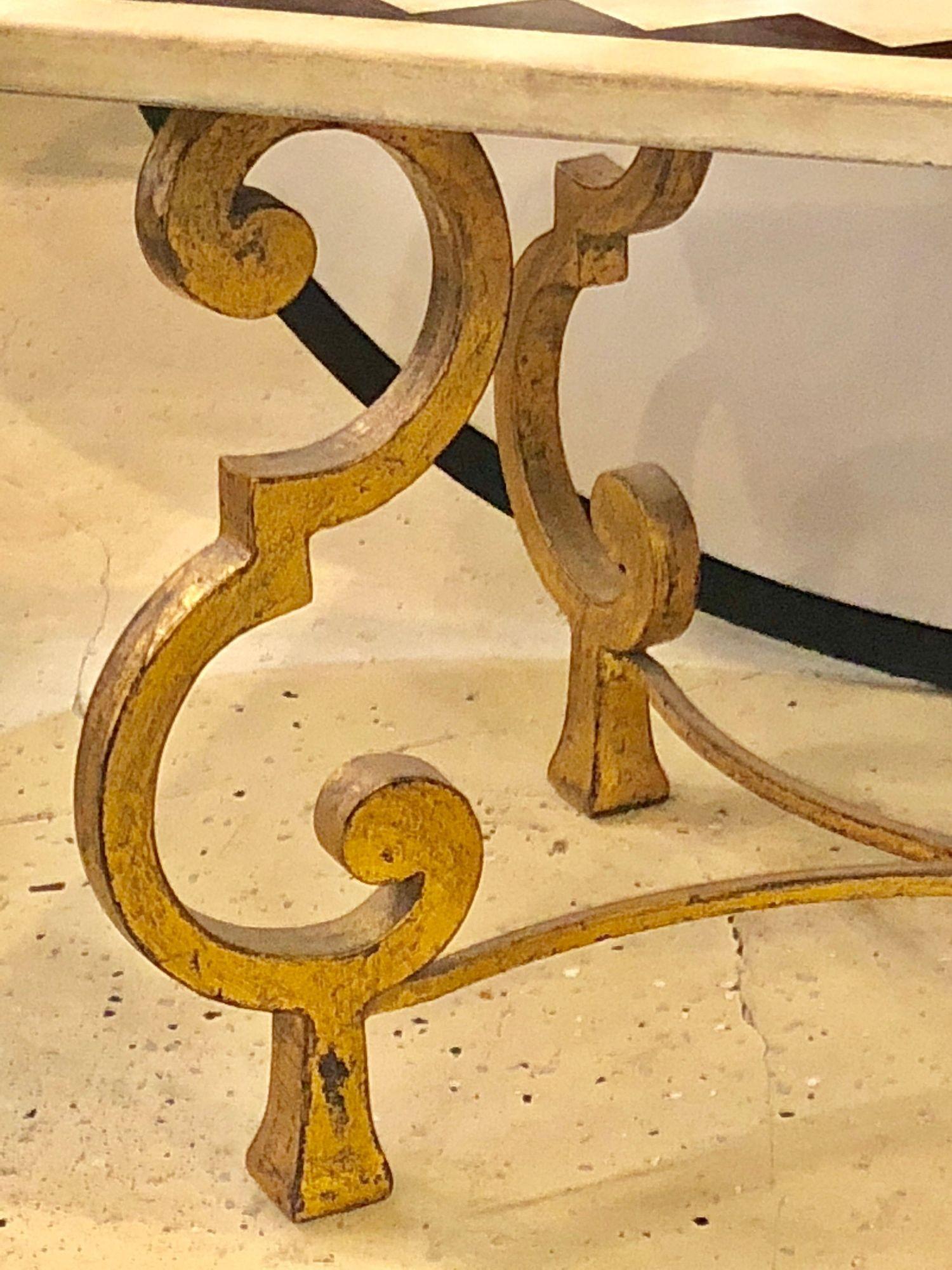 Hollywood Regency Français Base en laiton Table Cocktail Tables Marbre Incrusté en vente 5