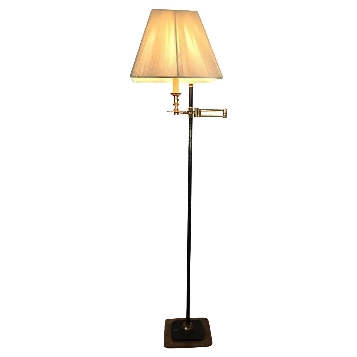 Hollywood Regency French Brass Swing Arm Lamp Maison Charles For Sale