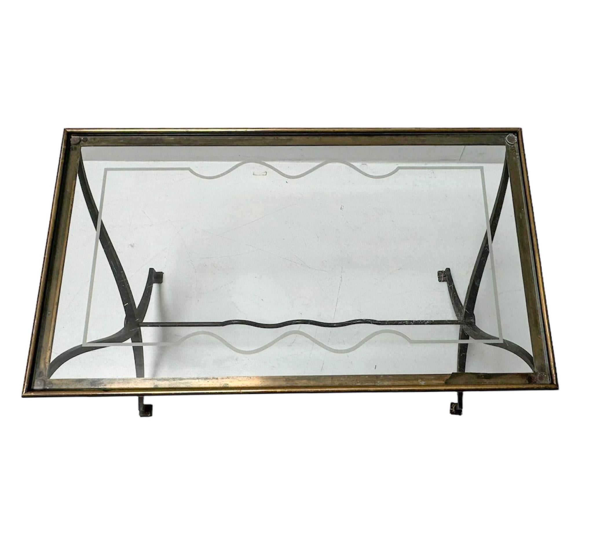 Hollywood Regency French Coffee Table with Original Glass Top, 1970s For Sale 6