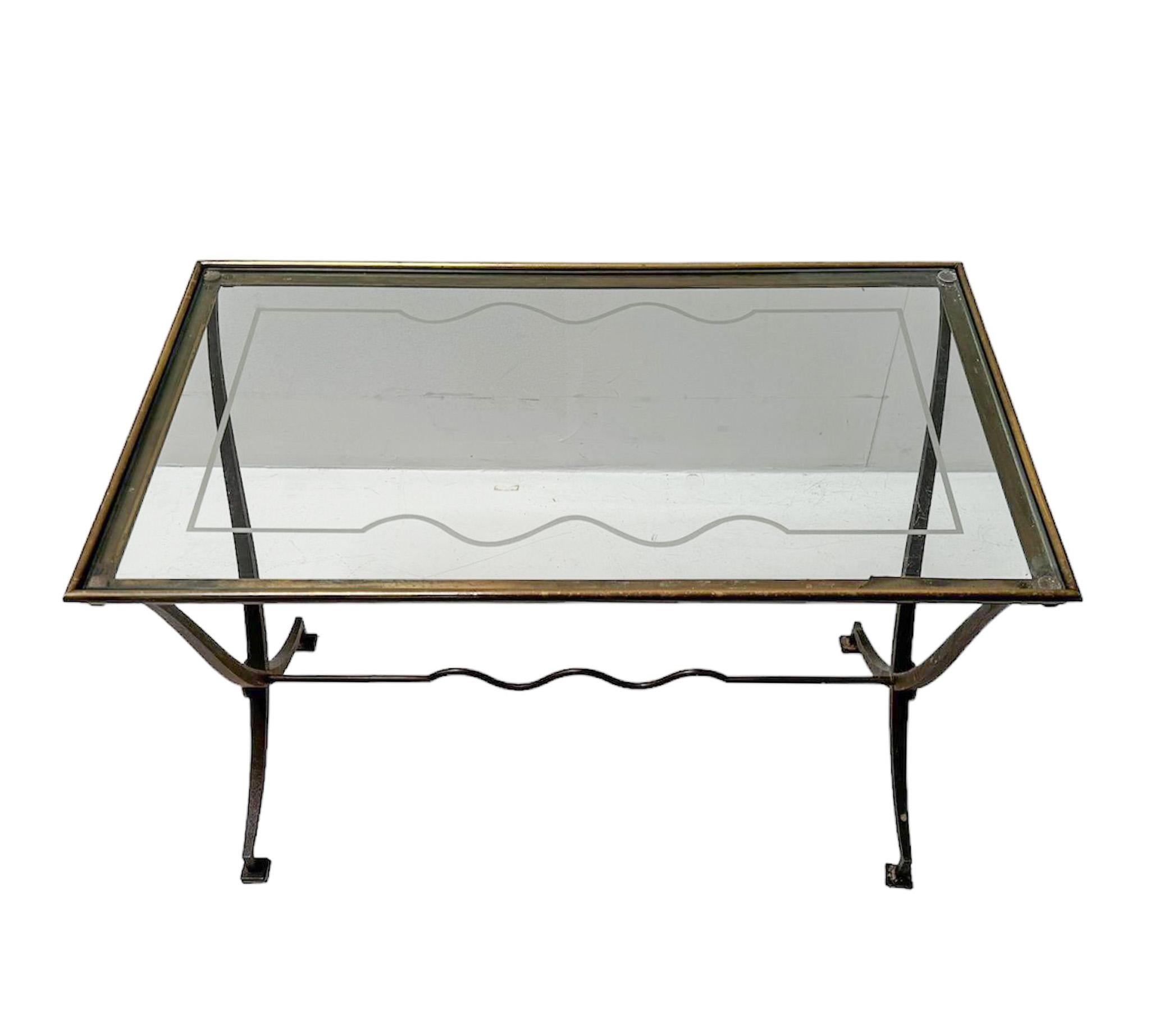 Hollywood Regency French Coffee Table with Original Glass Top, 1970s For Sale 7