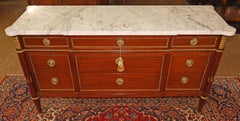 Cómoda de mármol estilo Directoire francés de la Regencia de Hollywood atribuida a Jansen