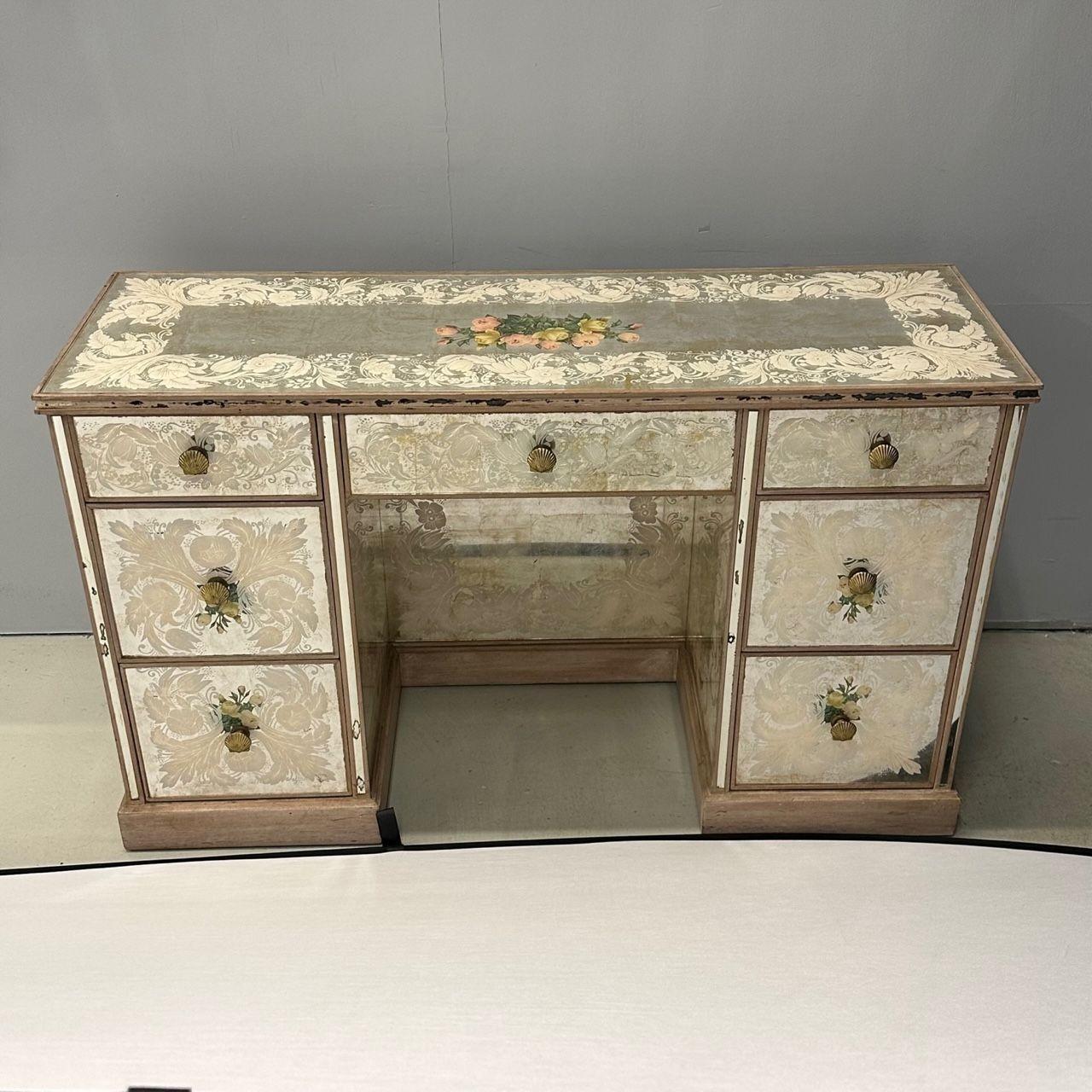 Hollywood Regency French Eglomise Mirrored Desk, Vanity or Writing Table 3