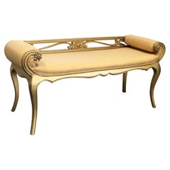 Hollywood Regency French Louis XV Style Carved Bench