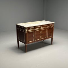 Hollywood Regency, French Louis XVI Style Commode, Mahogany, Oak, Marble, 1920s