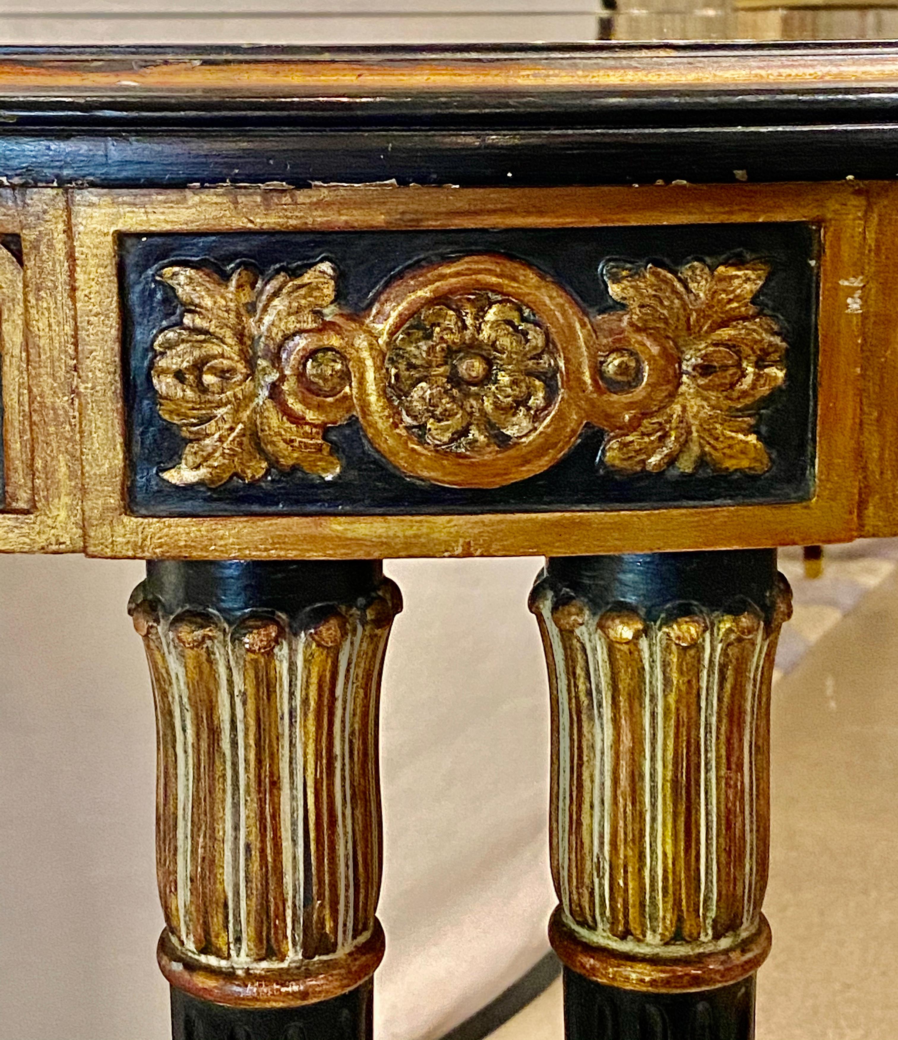 Hollywood Regency French Neoclassical Style Églomisé Center Table, End Table For Sale 5