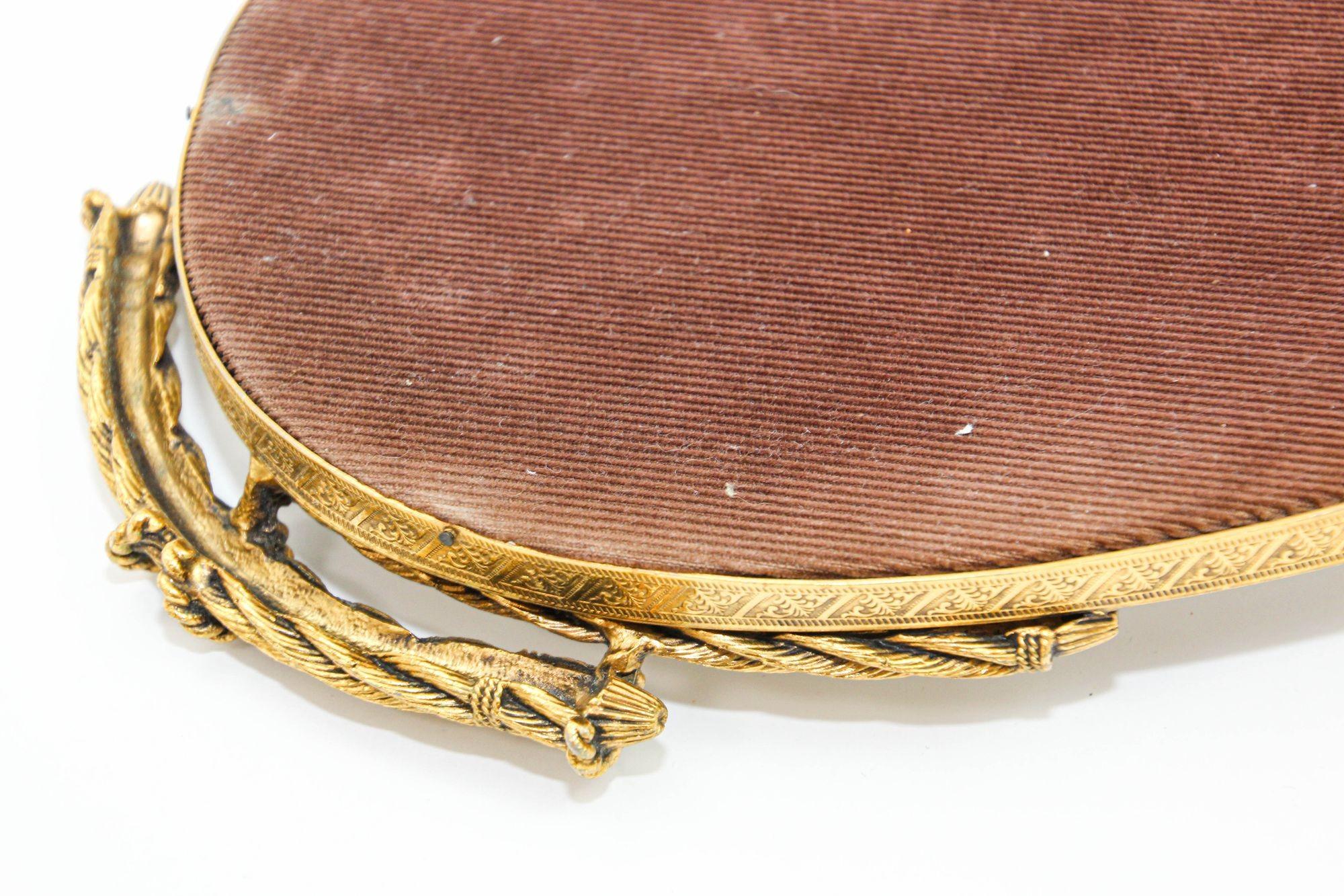 Hollywood Regency French Rope Oval Vanity Tray 1950s For Sale 7