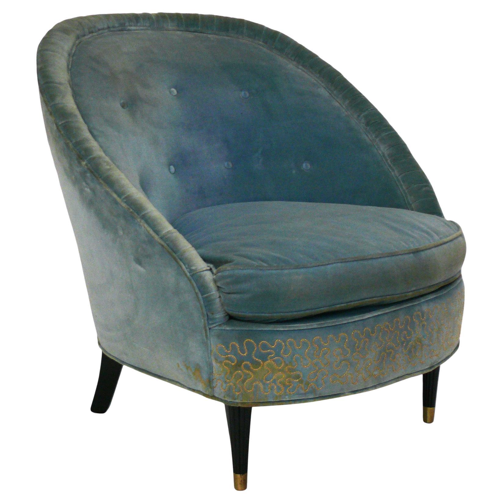 Hollywood Regency French Slipper Lounge Chair Reupholstered Your Fabric Art Deco