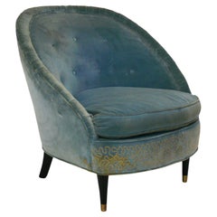 Hollywood Regency French Slipper Lounge Chair Reupholstered Your Fabric Art Deco