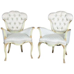 Used Hollywood Regency French Style Giltwood Upholstered Parlour Armchairs