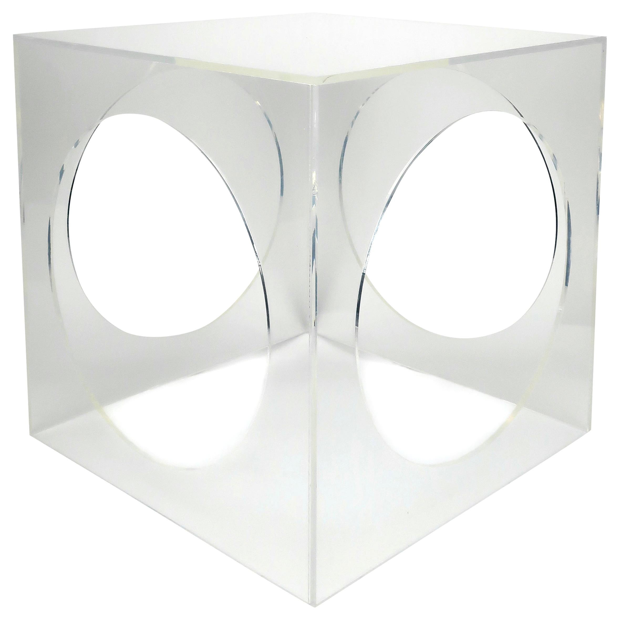 Hollywood Regency Geometric Lucite Side Table