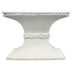 Hollywood Regency Gesso Carved Wood Console Table, Wheat Sheaf Form