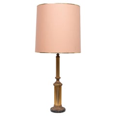 Lámpara de mesa de latón dorado Hollywood Regency Años 70 Francia