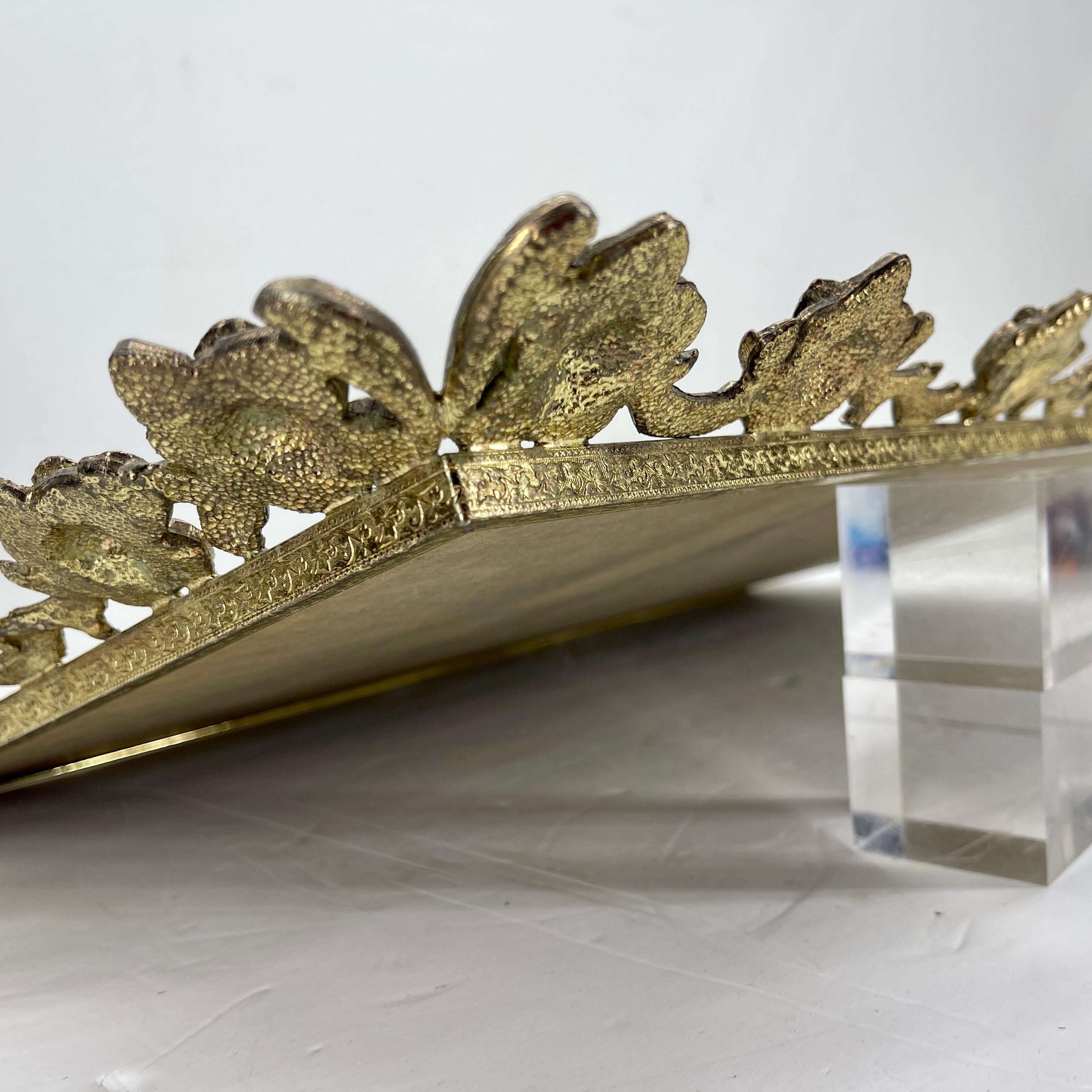 Hollywood Regency Gilded Brass Vanity Mirror Tray 8