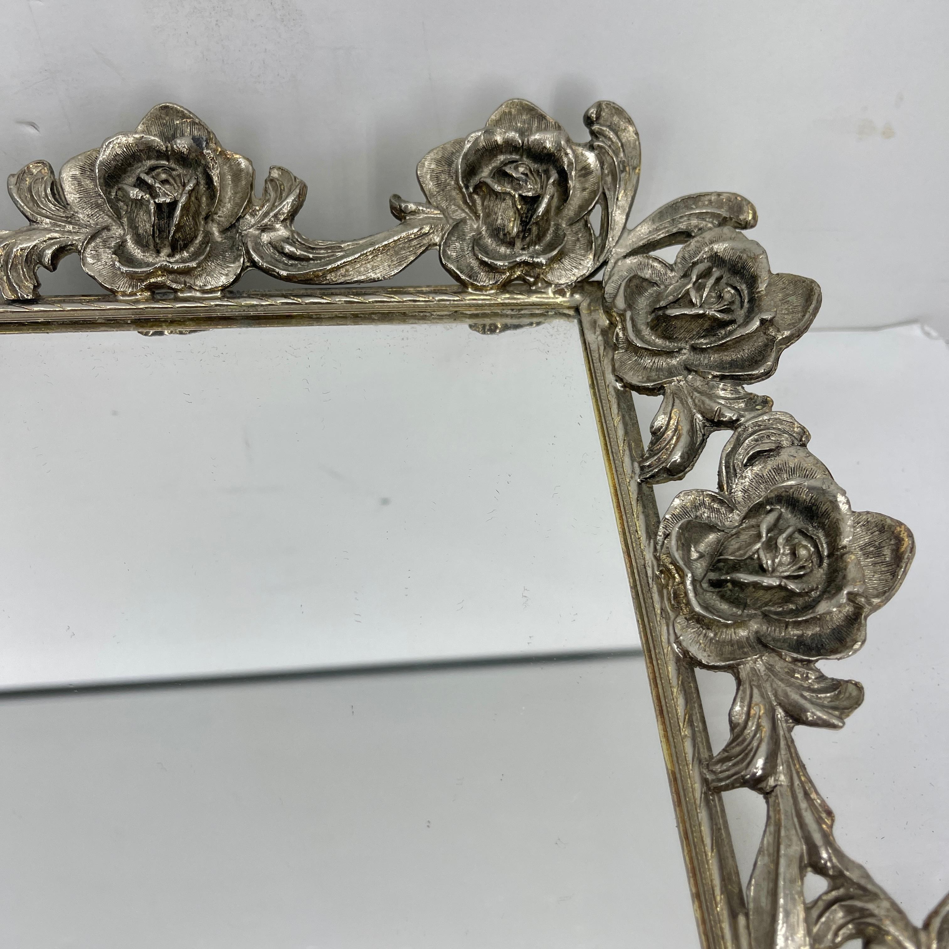 Hollywood Regency Gilded Brass Vanity Mirror Tray 1