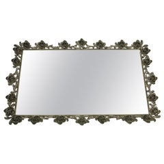 Miroir de courtoisie en laiton doré Hollywood Regency