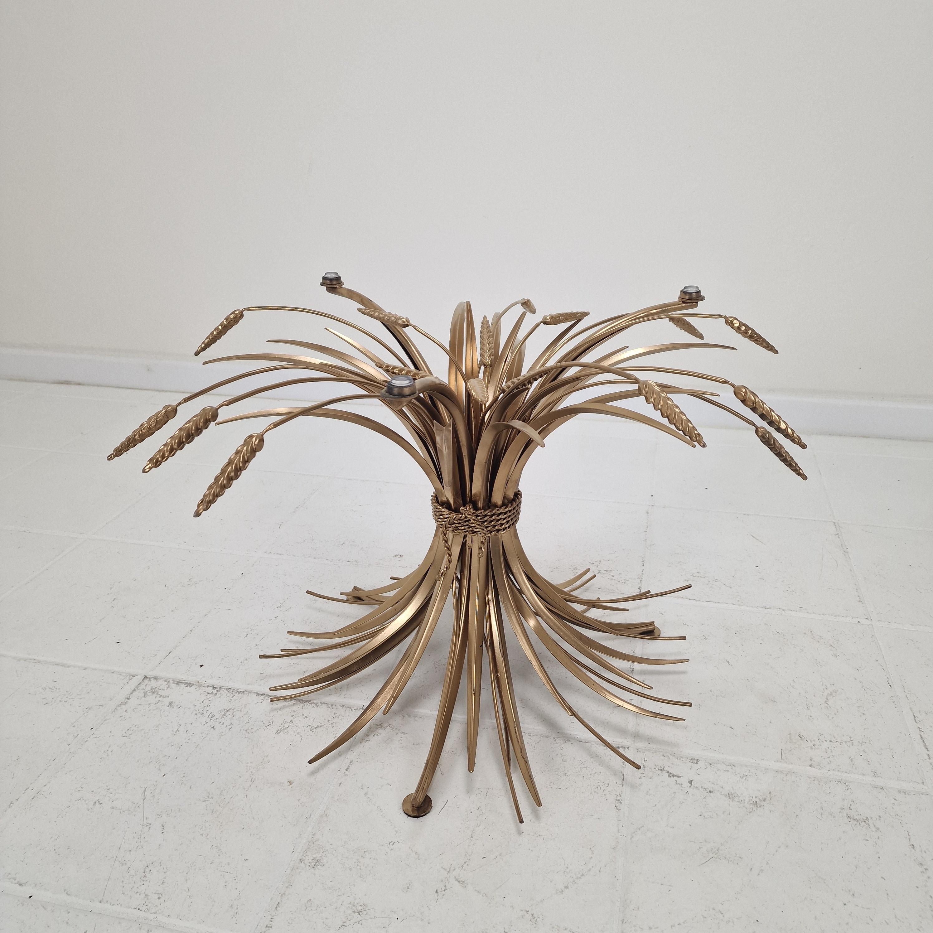 Hollywood Regency Gilded Coco Chanel Style Sheaf of Wheat Coffee Table, 1970's For Sale 2