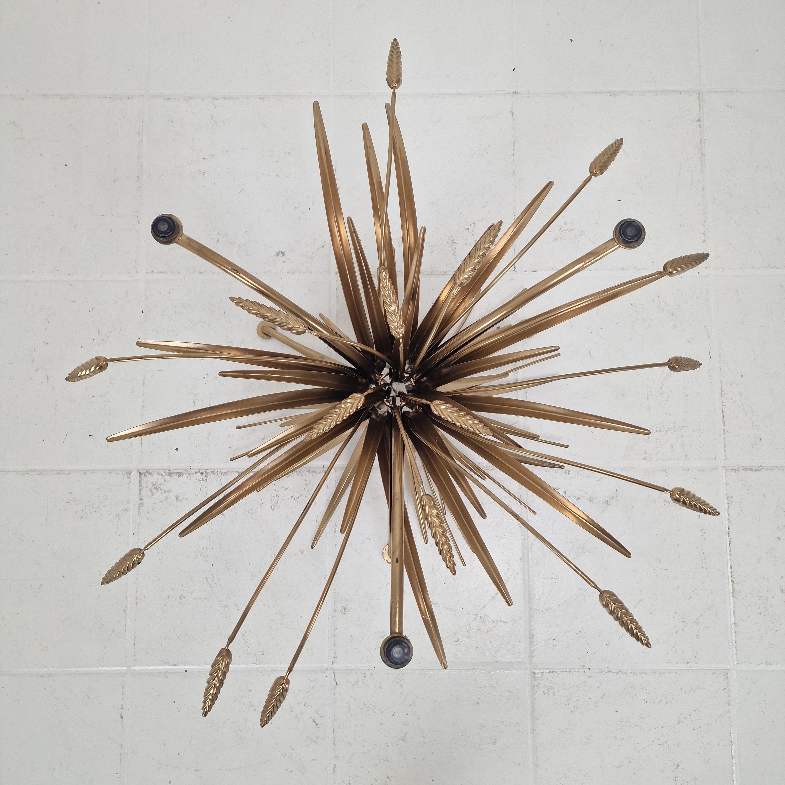 Hollywood Regency Gilded Coco Chanel Style Sheaf of Wheat Coffee Table, 1970's For Sale 3