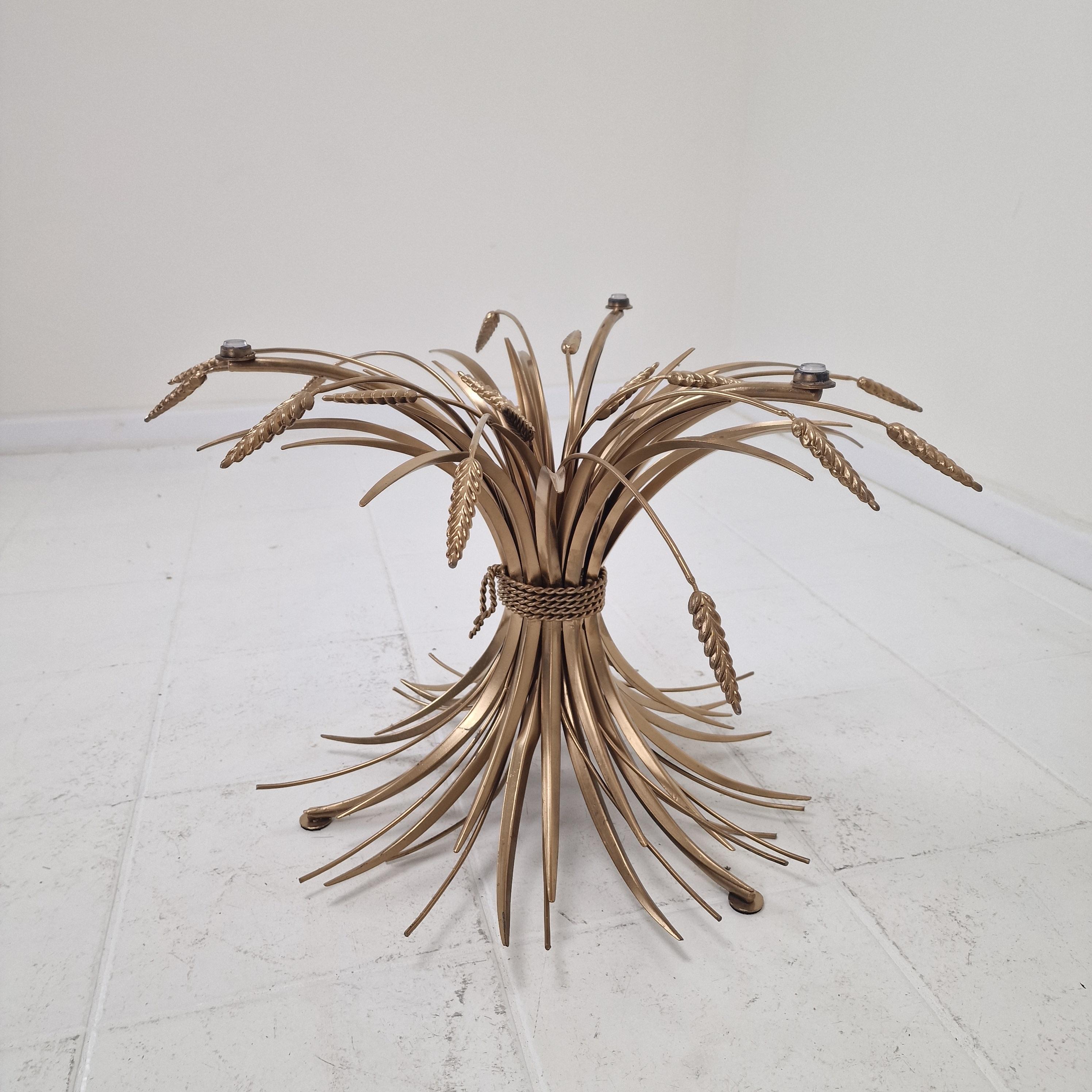 Hollywood Regency Gilded Coco Chanel Style Sheaf of Wheat Coffee Table, 1970's For Sale 4