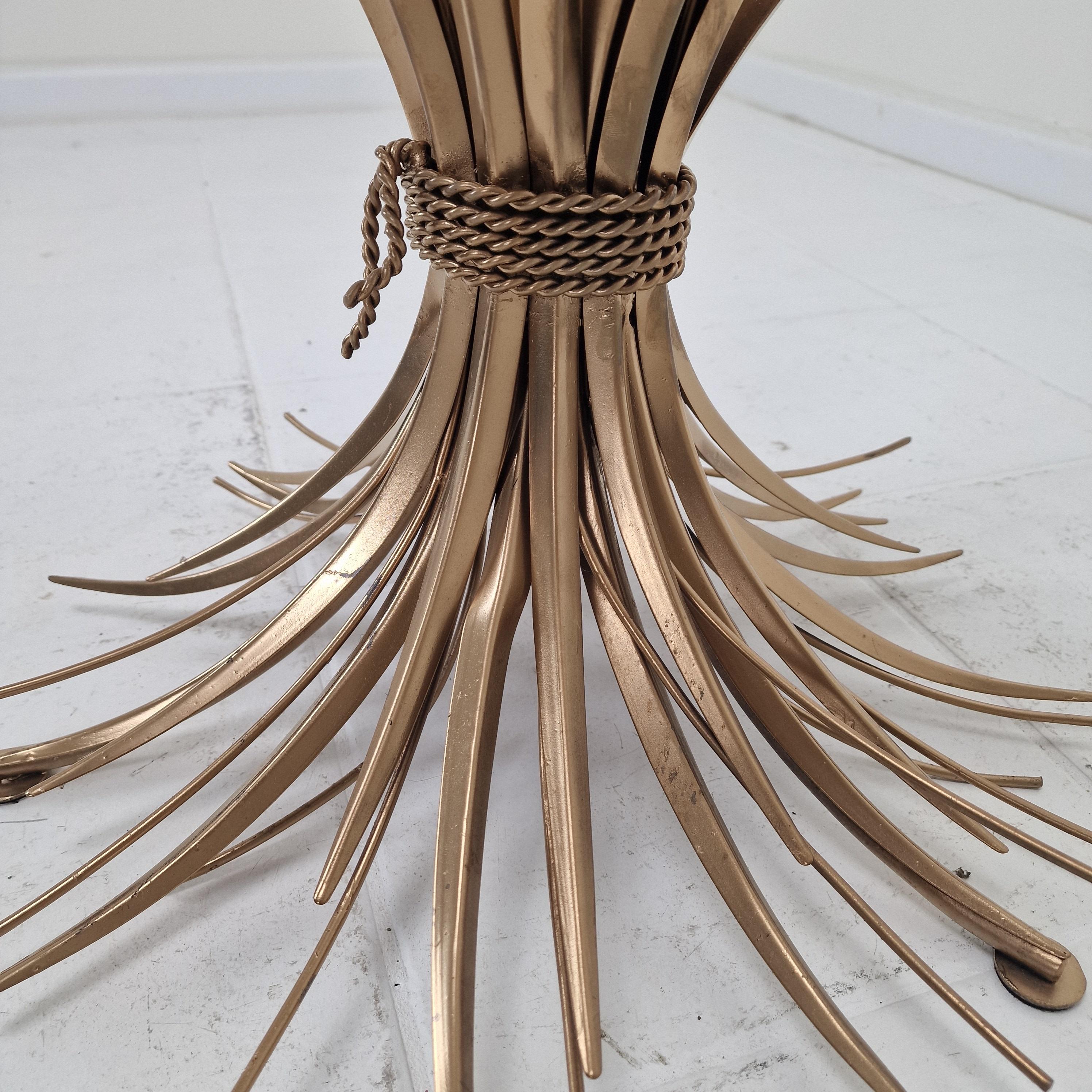 Hollywood Regency Gilded Coco Chanel Style Sheaf of Wheat Coffee Table, 1970's For Sale 5