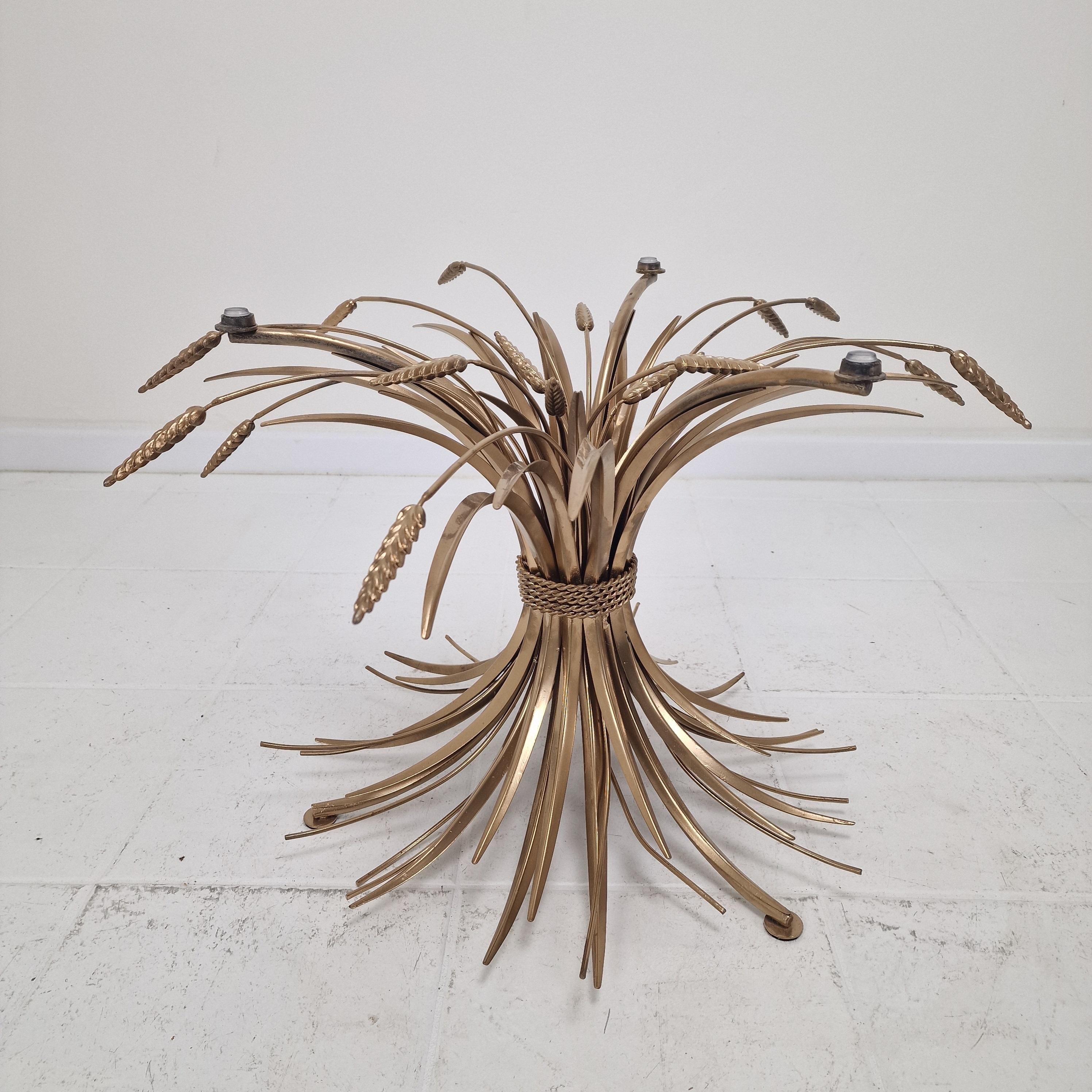 Hollywood Regency Gilded Coco Chanel Style Sheaf of Wheat Coffee Table, 1970's For Sale 7