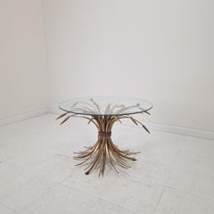 Hollywood Regency Gilded Coco Chanel Style Sheaf of Wheat Coffee Table, 1970's