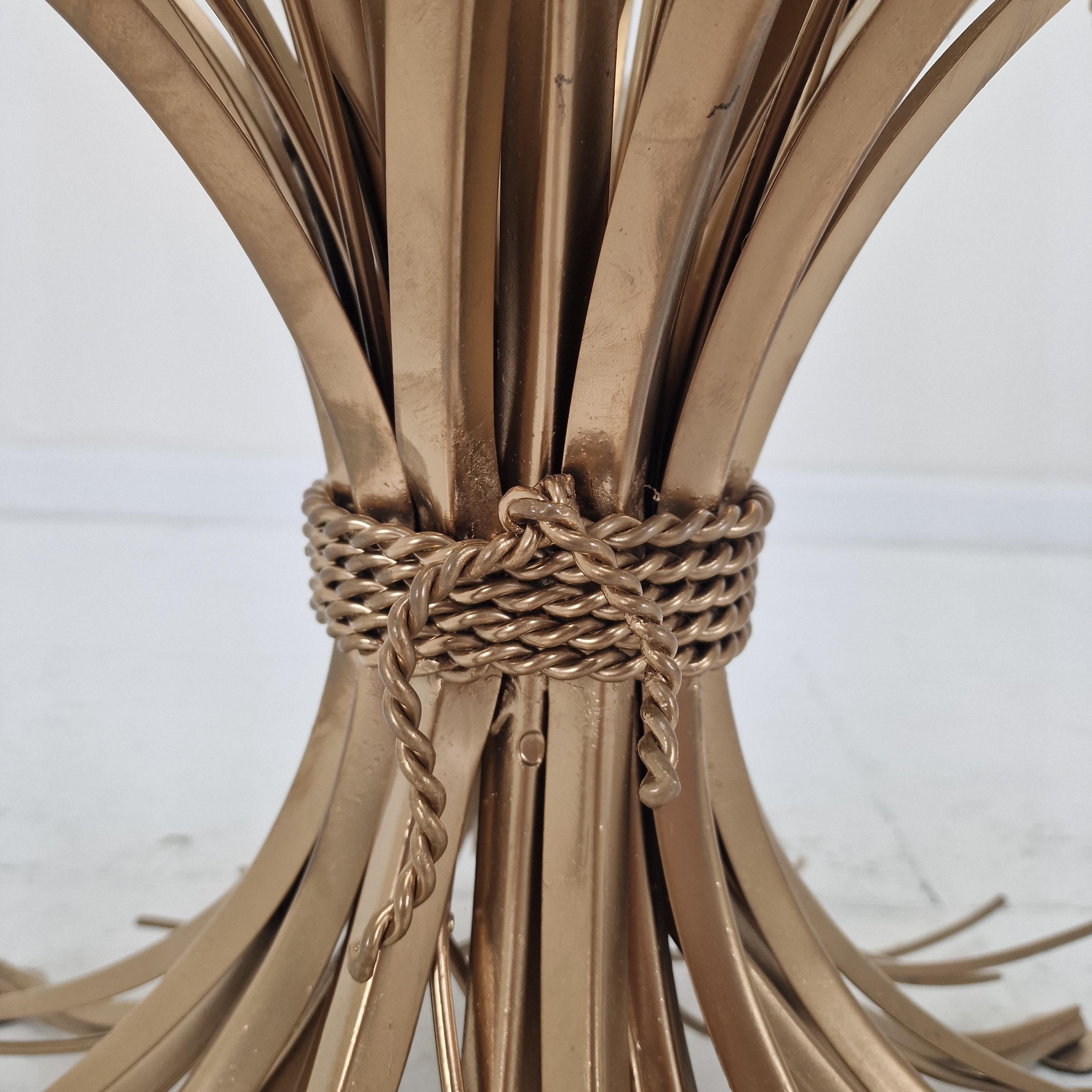 Hollywood Regency Gilded Coco Chanel Style Sheaf of Wheat Coffee Table, 1970's For Sale 1
