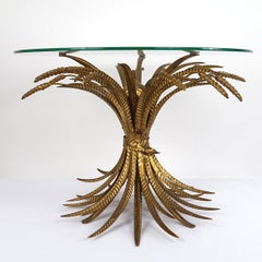 Hollywood Regency Gilded Coco Chanel Style Sheaf of Wheat Coffee Table