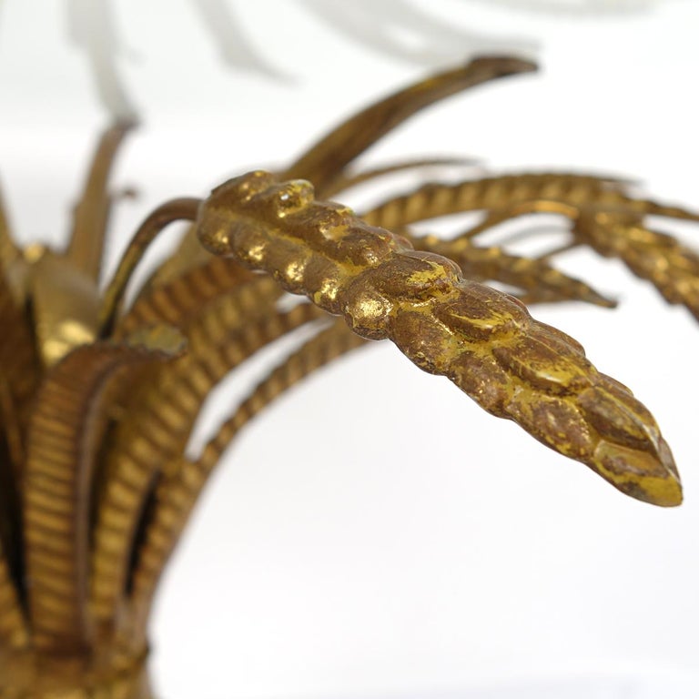 Hollywood Regency Gilded Coco Chanel Style Sheaf of Wheat Coffee Table