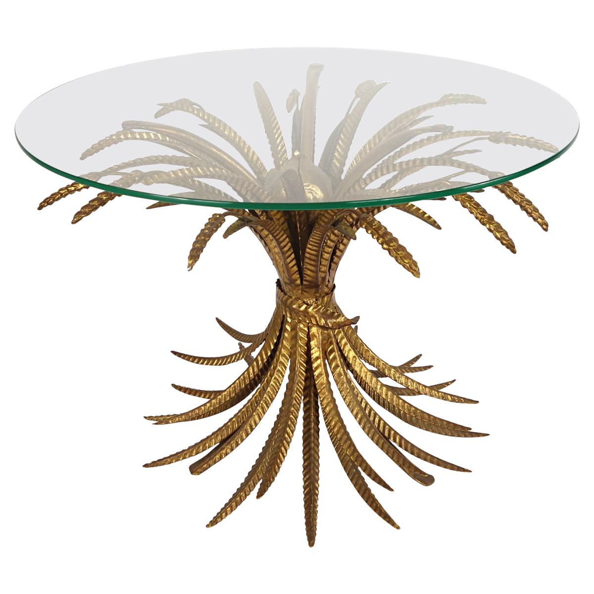 Hollywood Regency Gilded Coco Chanel Style Sheaf of Wheat Coffee Table