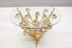Hollywood Regency Gilded Metal Flower Coffee Tables by Hans Kögl, 1960s