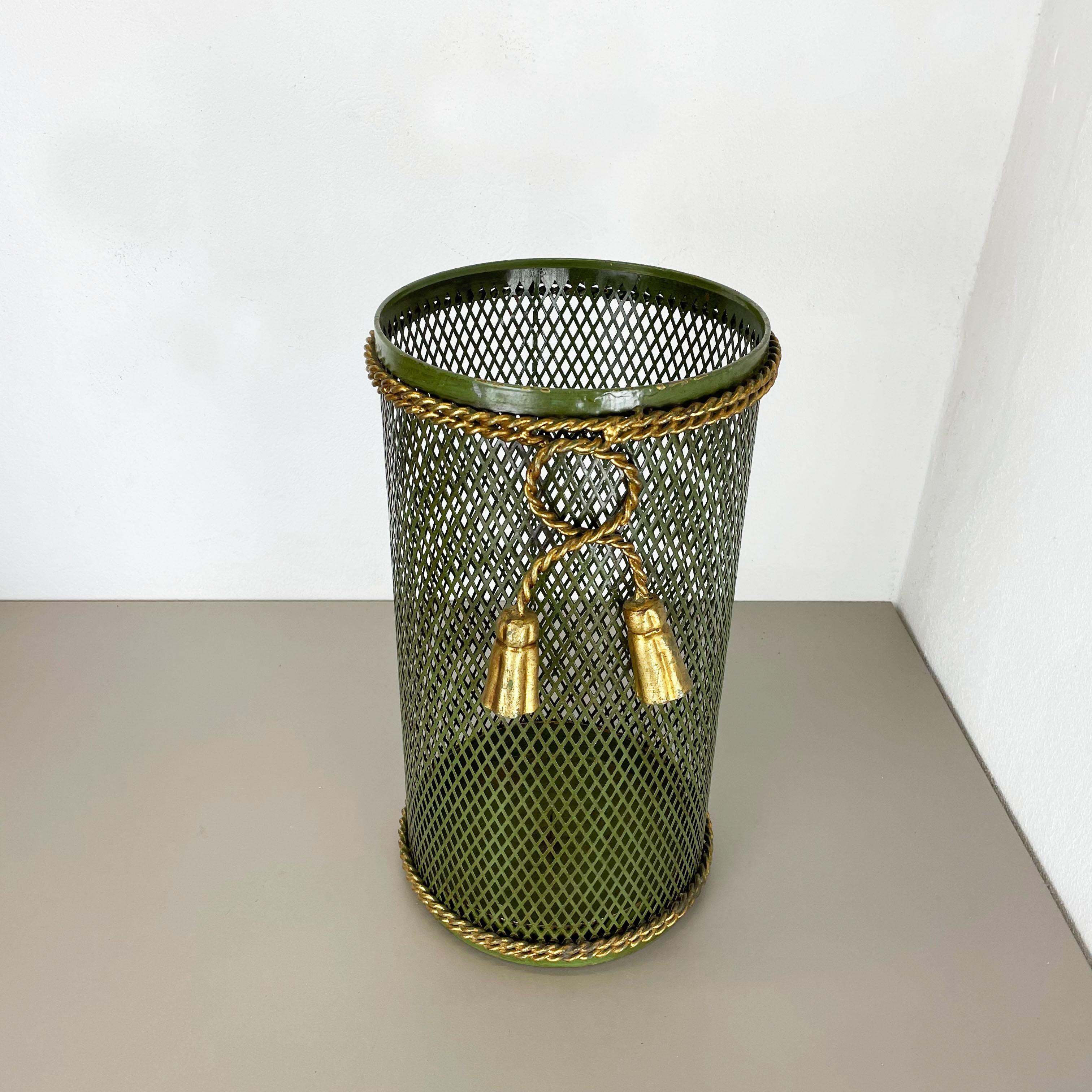 Bauhaus Hollywood Regency Gilded Metal Umbrella Stand by Li Puma, Firenze, Italy, 1950s For Sale