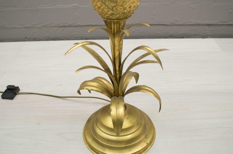 Hollywood Regency Gilded Pineapple Floor Lamp, 1970s For Sale at 1stDibs