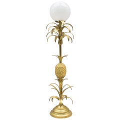Hollywood Regency Gilded Pineapple Floor Lamp, 1970s