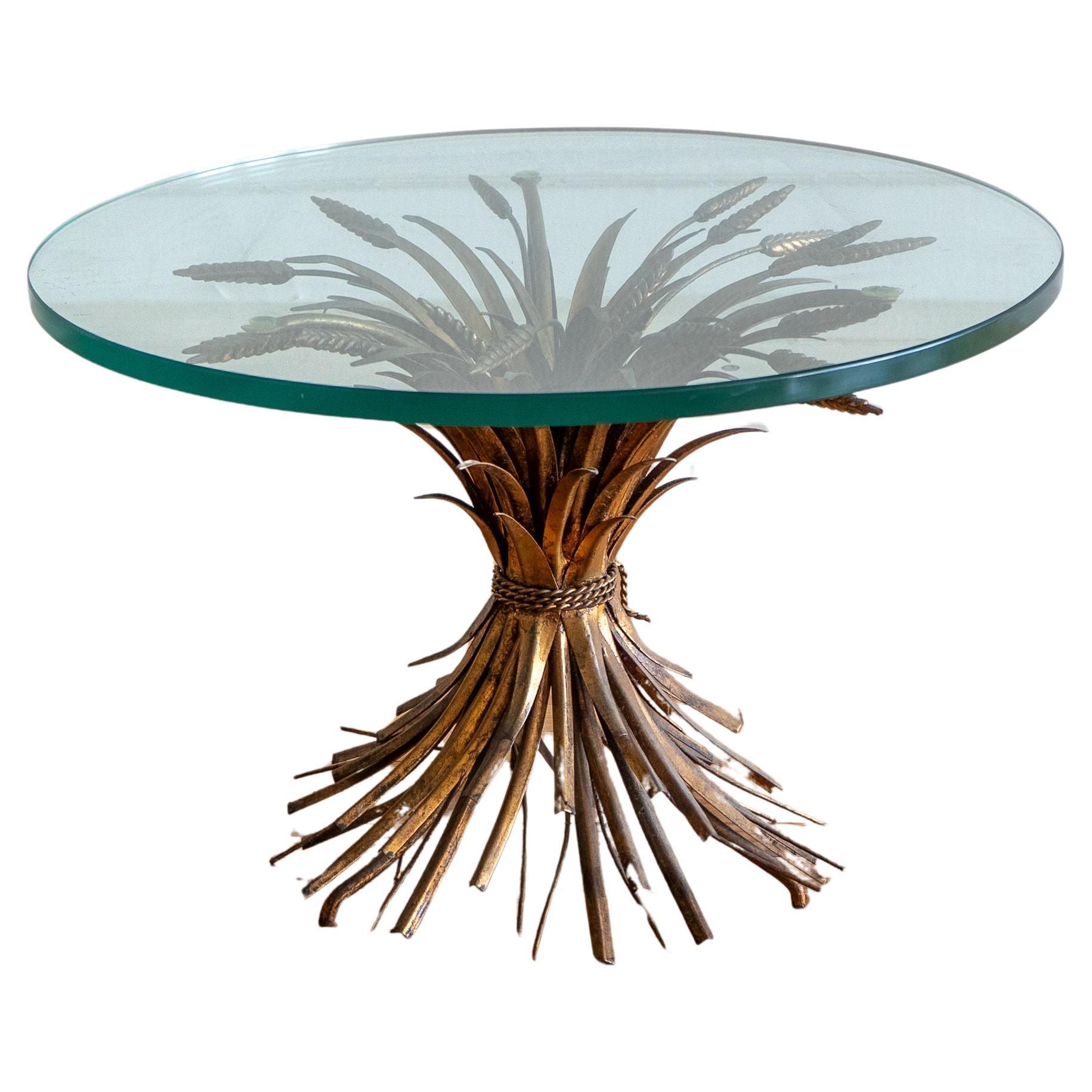 Hollywood Regency Gilded Sheaf of Wheat Coffee Table
