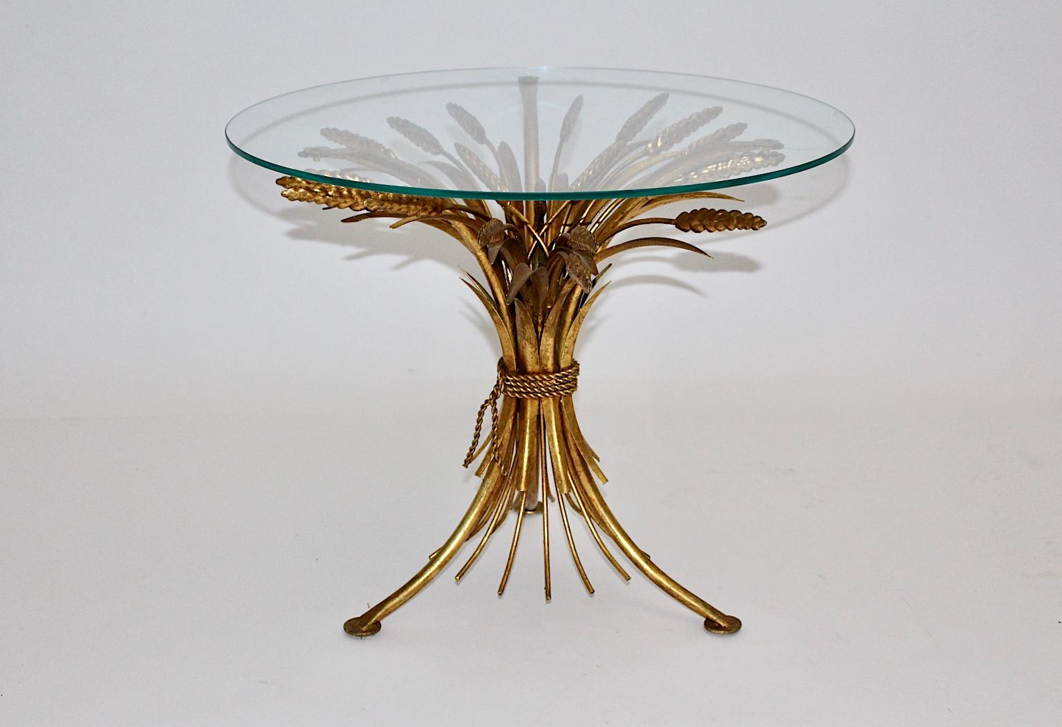 French Hollywood Regency Style Gold Vintage Coco Chanel Style Coffee Table France 1970s For Sale