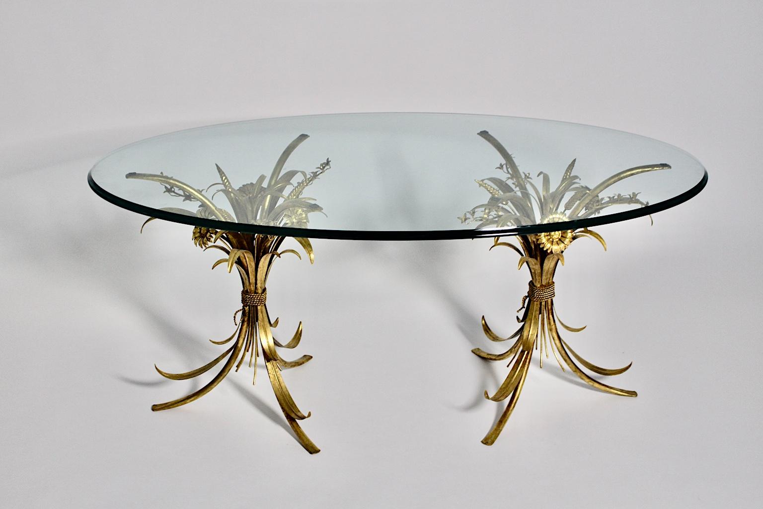 Hollywood Regency Gilded Vintage Coco Chanel Style Coffee Table, France, 1960s 2