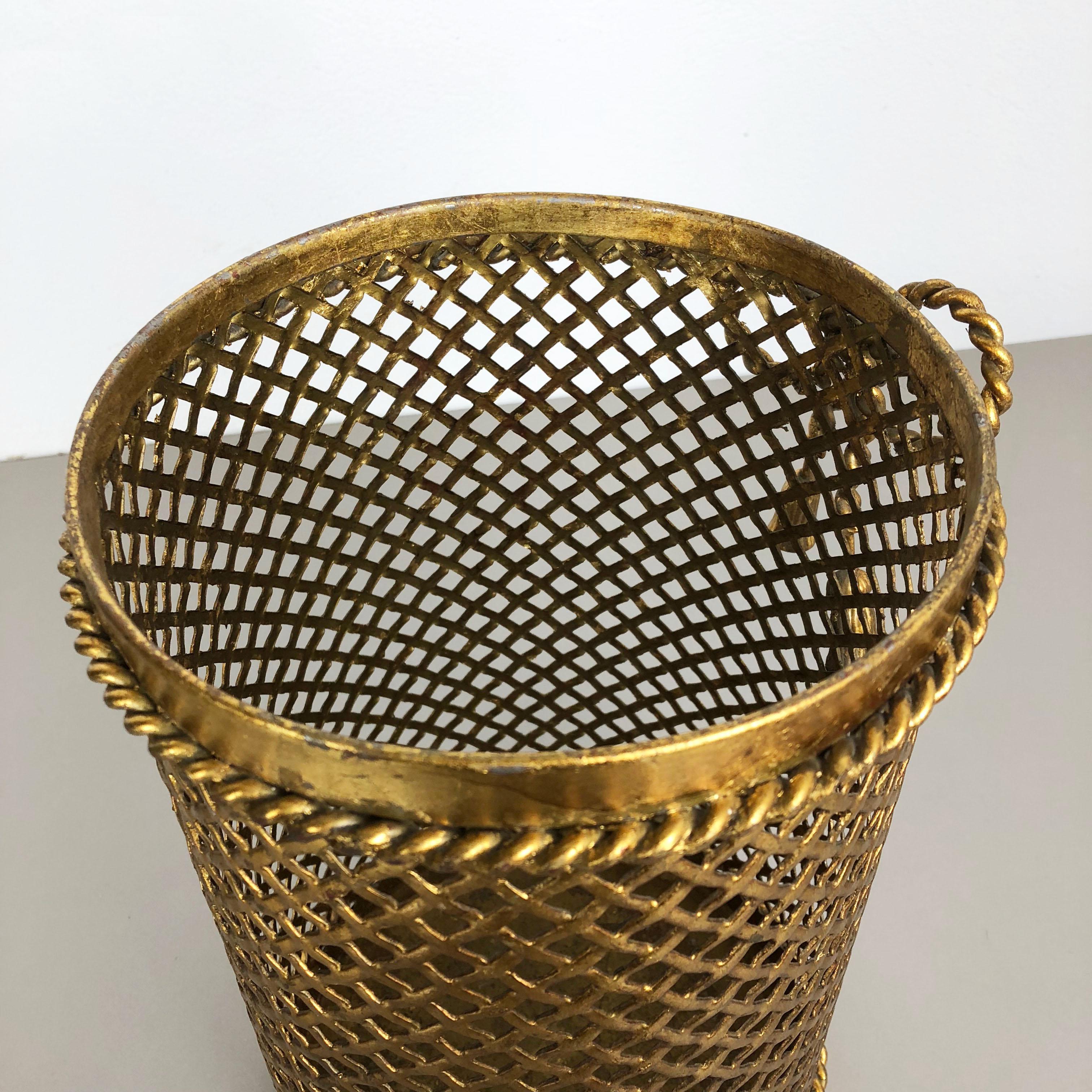 Hollywood Regency Gilded Waste Paper Basket by Li Puma, Firenze, Italy, 1950s 5