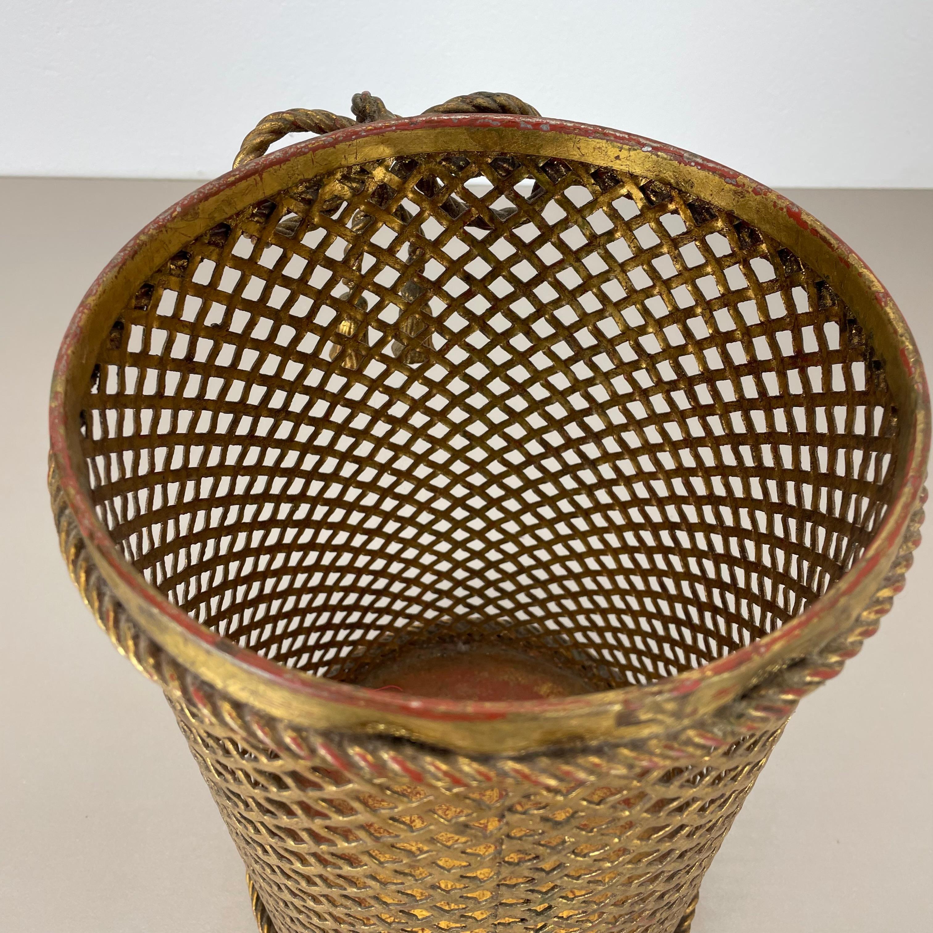 Hollywood Regency Gilded Waste Paper Basket by Li Puma, Firenze, Italy, 1950s For Sale 11