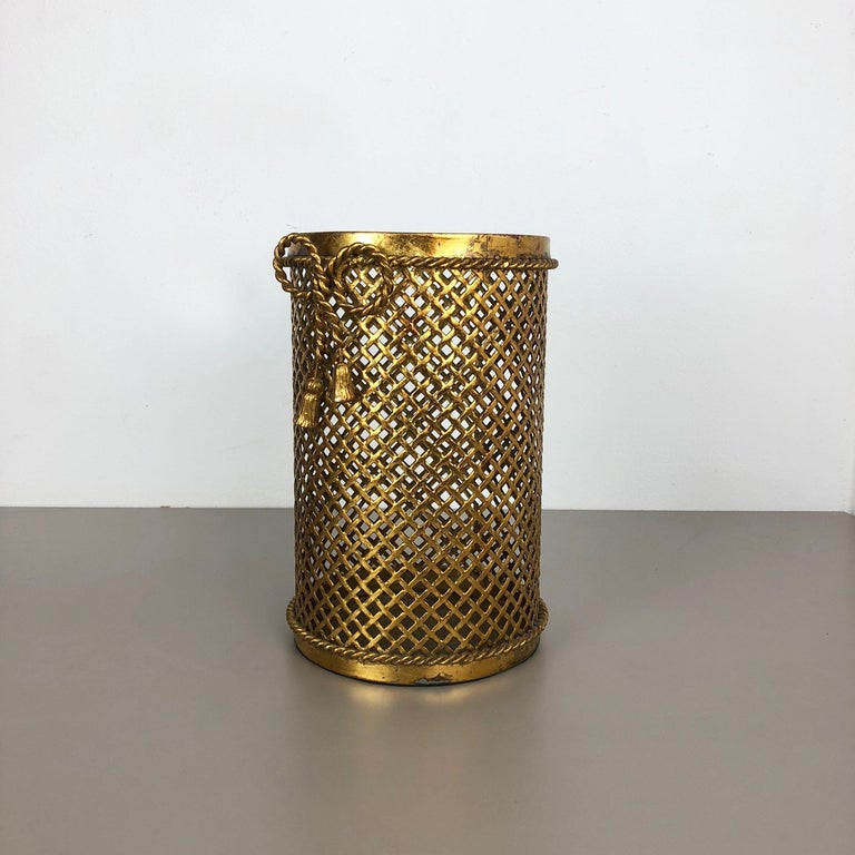 Hollywood Regency Gilded Waste Paper Basket by Li Puma, Firenze, Italy,  1950s at 1stDibs