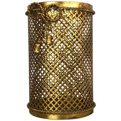 Hollywood Regency Gilded Waste Paper Basket by Li Puma, Firenze, Italy, 1950s