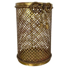 Retro Hollywood Regency Gilded Waste Paper Basket by Li Puma, Firenze, Italy, 1950s