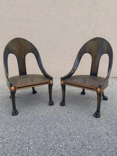 Hollywood Regency Gilt and Clawfoot Spoonback Chairs by Baker