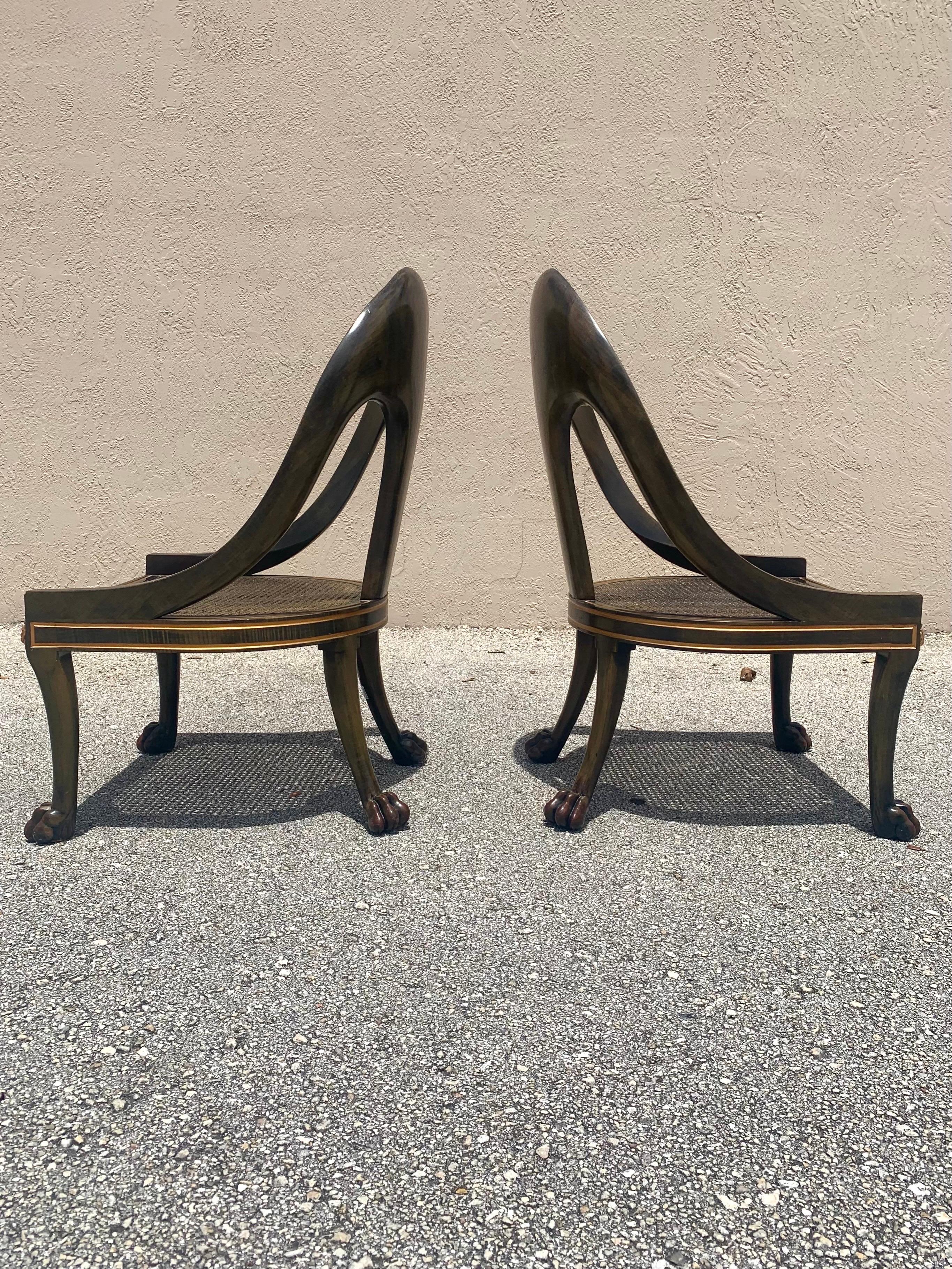 Hollywood Regency Gilt and Clawfoot Spoonback Chairs by Baker 3