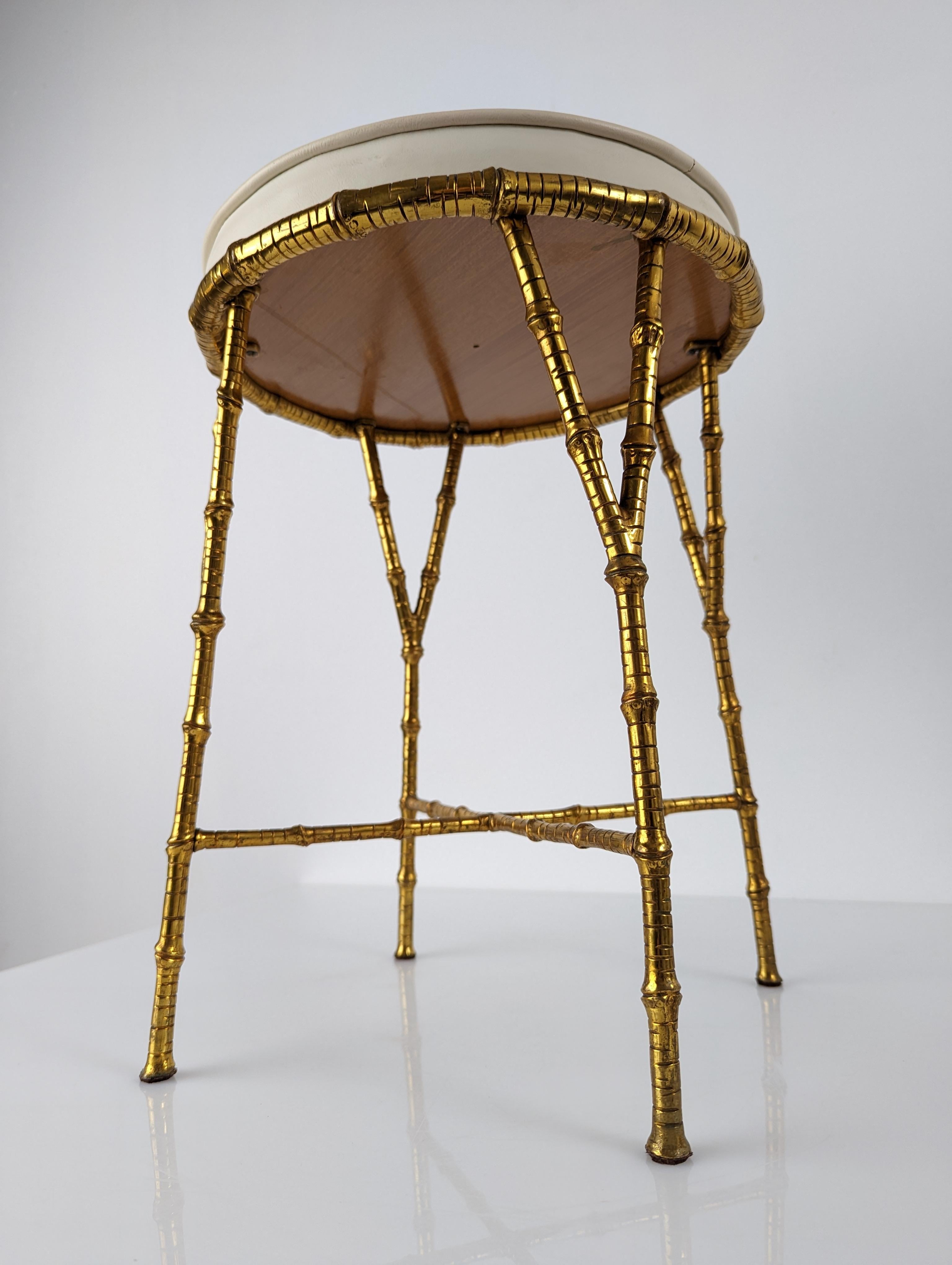 Late 20th Century Hollywood Regency Gilt Bamboo Stool by Maison Bagues, 1970s